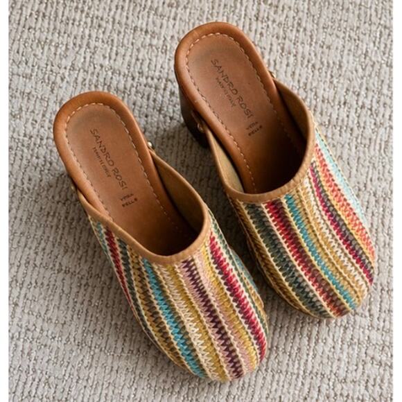 Sandro Rossi Shoes - Sandro Rosi Made In Italy Raffia Mule Clogs EU 39 Coastal Boho Heels